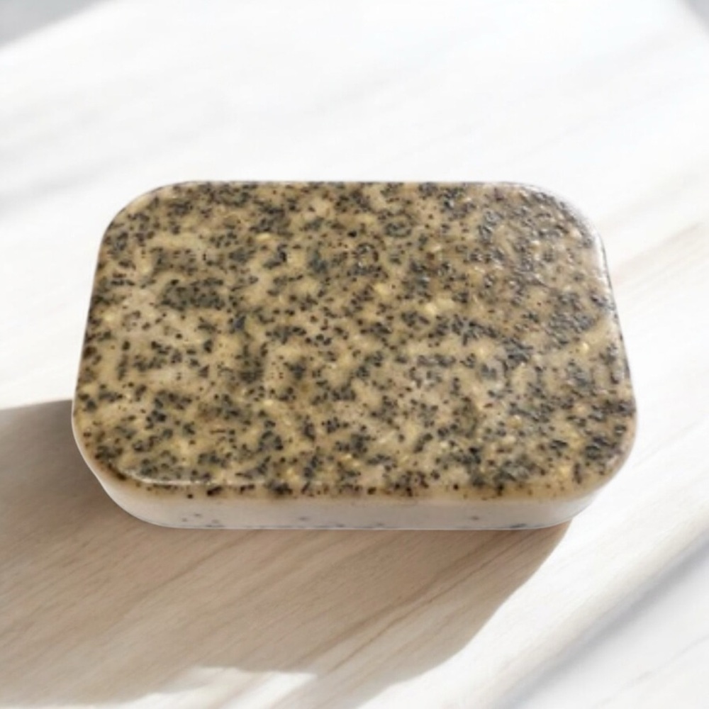 Oatmeal coffee poppyseed face and body Soap Bar. 3oz